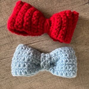 Chic Crochet Hair Bows in Red and Blue
